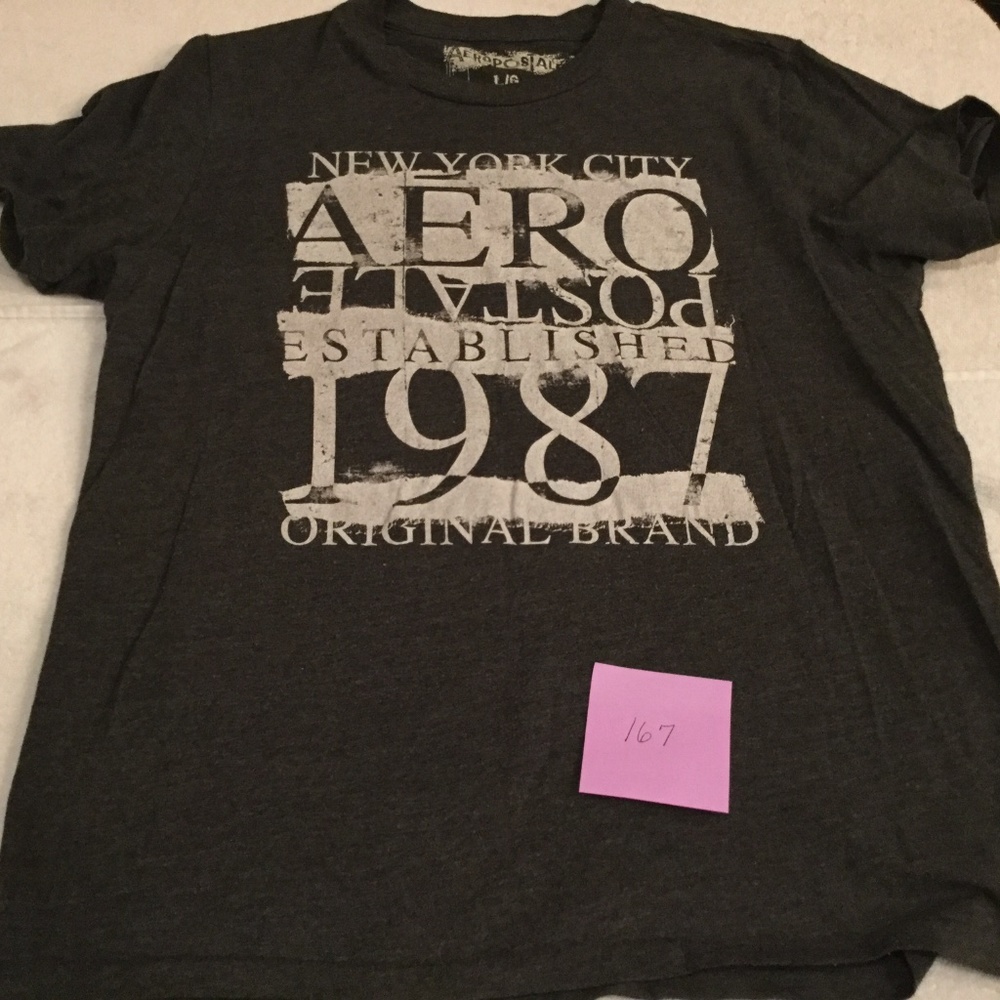 Aeropostale Dark Gray New York Logo T-Shirt Tee - Size Large - Excellent